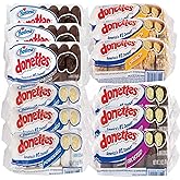 Hostess Donettes Variety Pack | Powdered, Frosted, Double Chocolate, and Crunch | 12 Packs (72 Donettes)