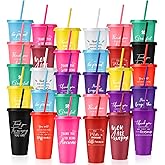 Bokon 30 Pcs Employee Appreciation Gifts 24oz Plastic Cups with Lids and Straws Thank You Gifts for Staff Coworker Reusable Tumblers Thank You Cups for Teacher Nurse(Appreciation)