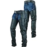 Highway Leather Lined Chaps Motorcycle Riding Bikers Black Lined Leather Chap