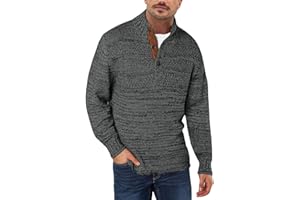 Aoysky Men's Stand Collar Sweater Thermal Button Pullover Sweater Tops Henley Knit Sweaters