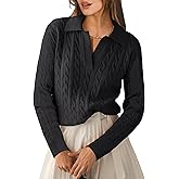 ANRABESS Womens Cable Knit Sweaters Long Sleeve V Neck Sweater Tops Casual Pullover Polo Shirts 2025 Fall Fashion Outfits