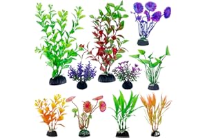 DEMONTALK Plastic Aquarium Plants Decoration Accessories, Artificial Fish Tank Decor Plant 10 PCS