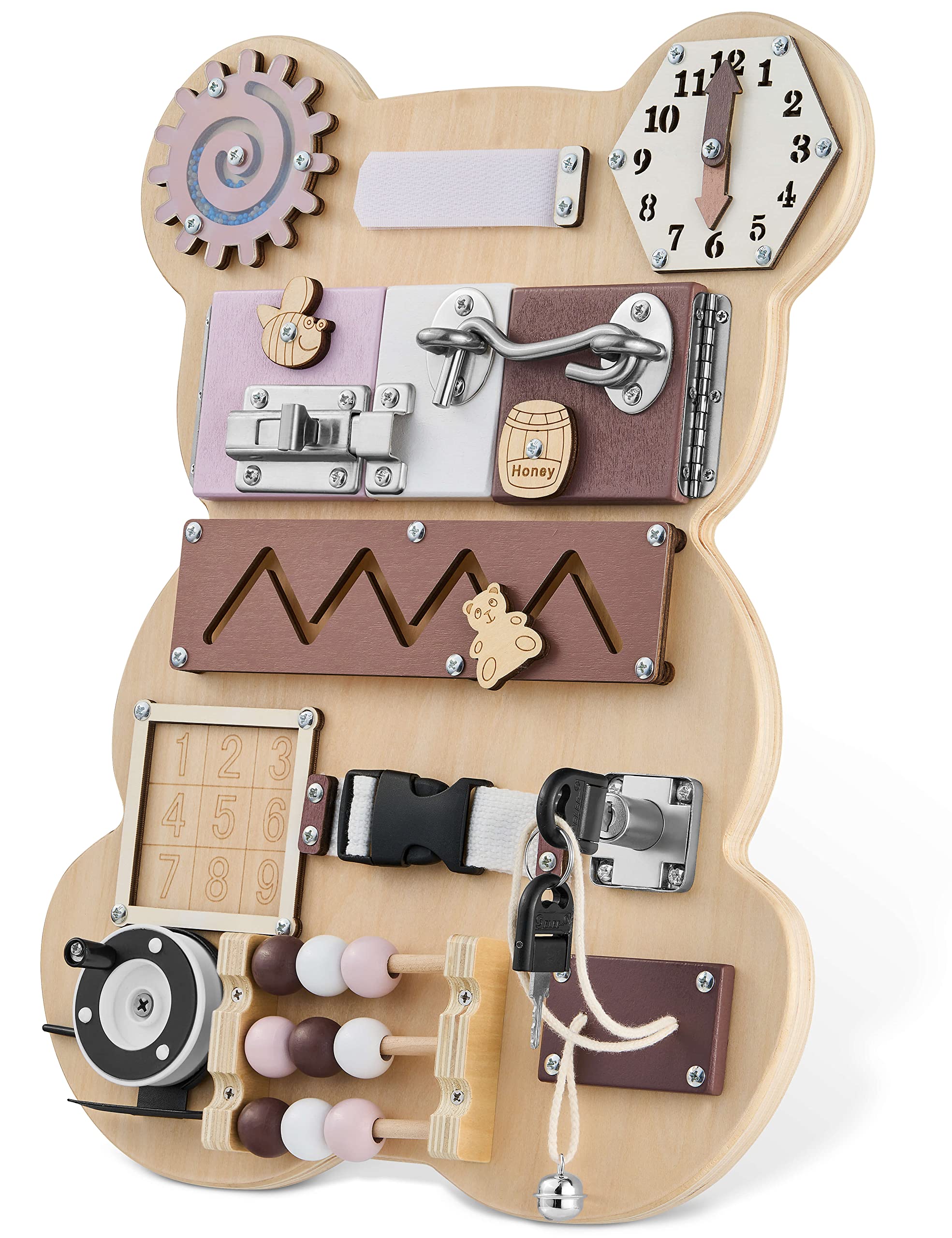Balinco Wooden Motor Board, Interactive Wooden Toy for Toddlers, 13in1 Activity Board, Sensory Activity Board, Motor Toy, Montessori Toy from 1 year old