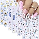 6 Sheets Cute Bunny Nail Stickers Easter Nail Art