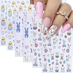 6 Sheets Cute Bunny Nail Stickers Easter Nail Art