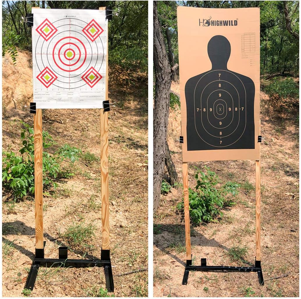Highwild Adjustable Target Stand Base for Paper Shooting Targets Cardboard Silhouette - H Shape - USPSA/IPSC - IDPA Practice - Upgraded Version (2 Pack) : Sports & Outdoors