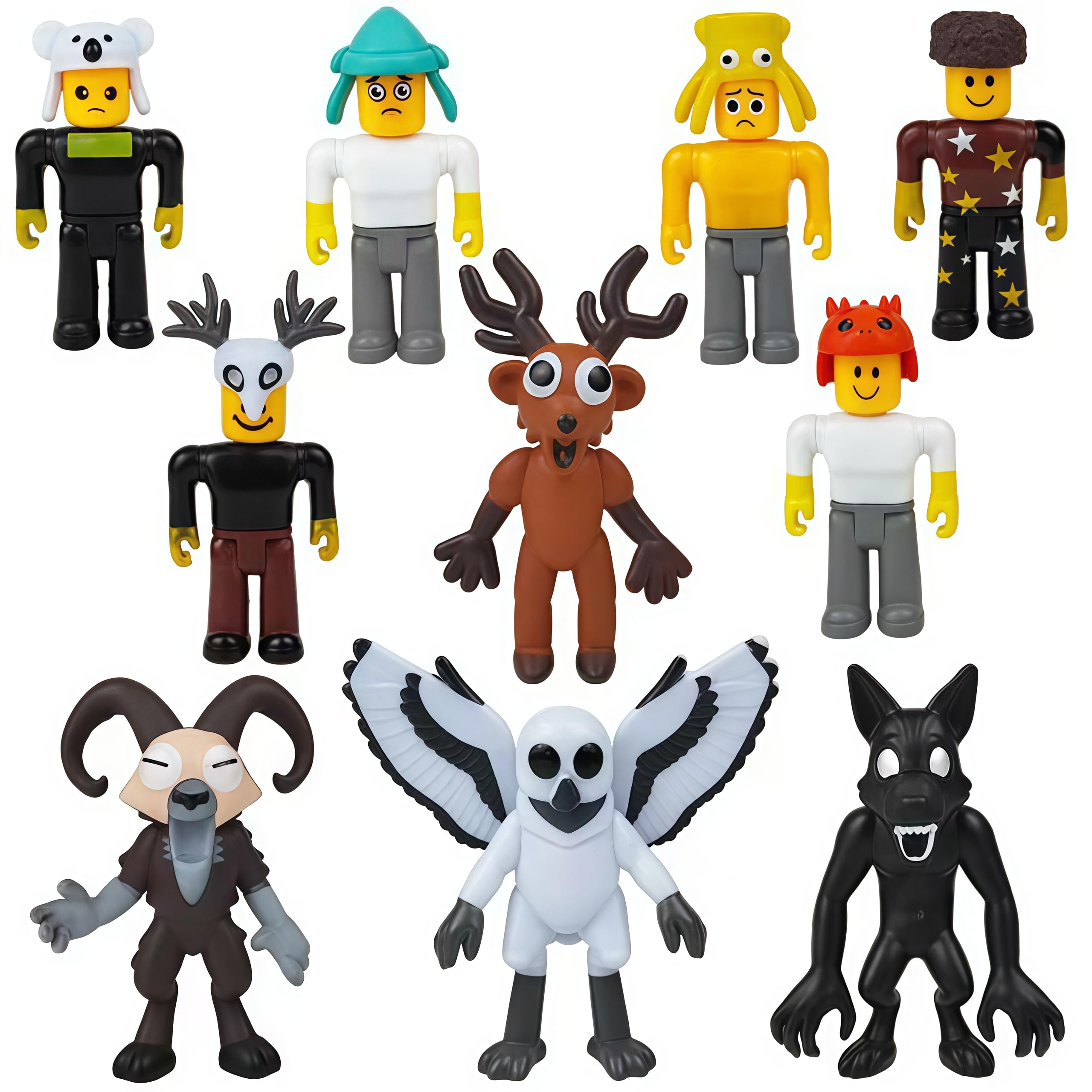 View 1 of 10 PCS 99 Nights in The Forest Toys, 2.7-3.4 Inch Deer Monster Owl Ram Action Figures for Game Fans Collectors