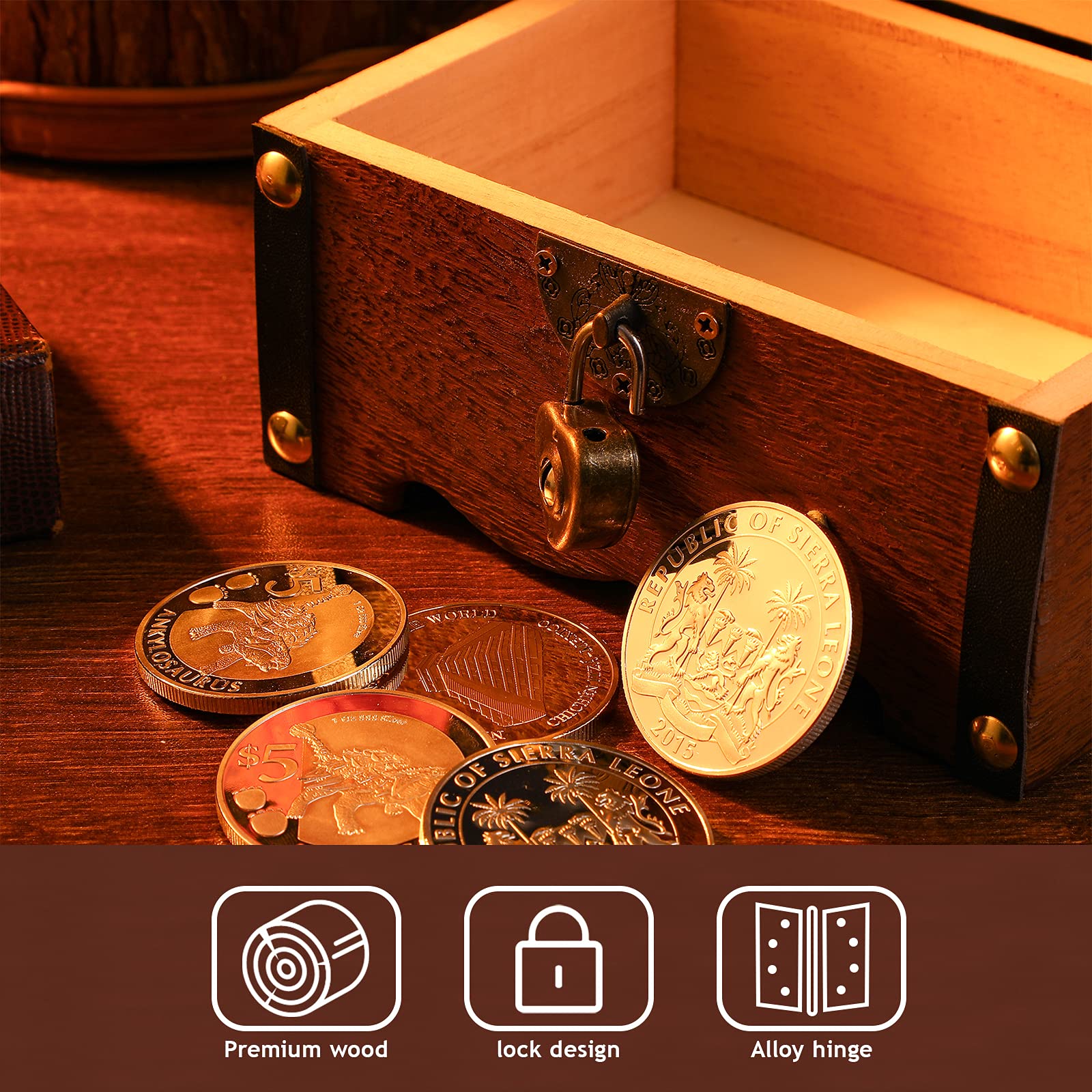Piggy Bank: Vintage Wood Treasure Chest Rustic Small Wooden Box Decorative Coin Bank Money Bank Money Saver Storage Box for Wedding Home Decor