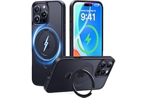 CASEKOO Ultra-Magnetic Stand for iPhone 16 Pro Max Case [Military Drop Protection] [Compatible with MagSafe] Shockproof Translucent Matte Slim Ring Holder Case for iPhone 16 ProMax 6.9", Black