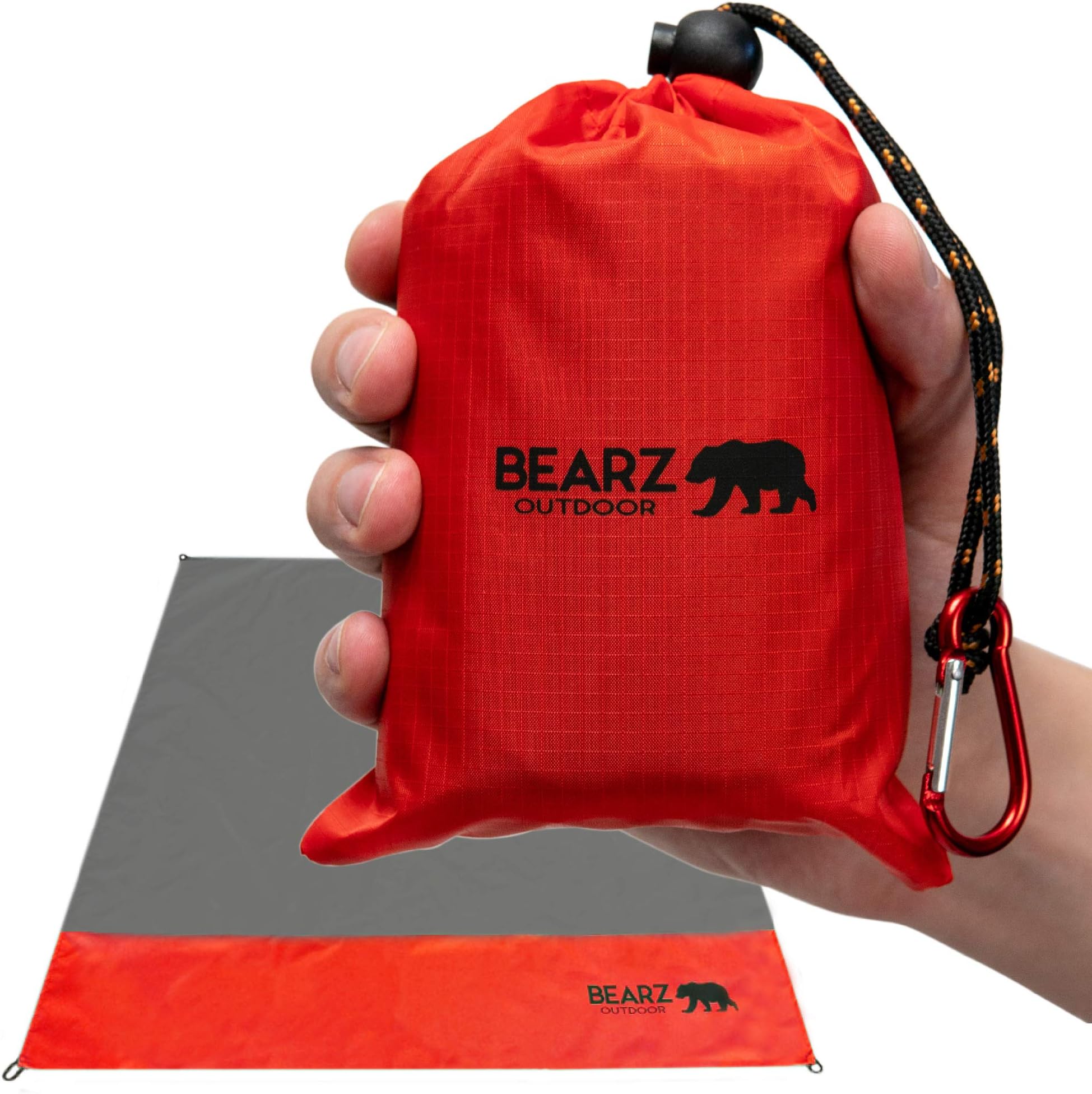 BEARZ Outdoor Beach Blanket, Waterproof Picnic Blanket 55″x60″ - Lightweight Camping Tarp, Compact Pocket Blanket, Festival Gear, Sand Proof Mat for Travel, Hiking, Sports - Packable w/Bag