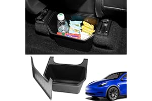 Motrobe 2025 2026 Tesla Model Y Trash Can Rear Center Console Organizer Backseat Storage Box with [Anti-slip] Lid TPE Garbage Can Bin Model Y Accessories 2020-2026