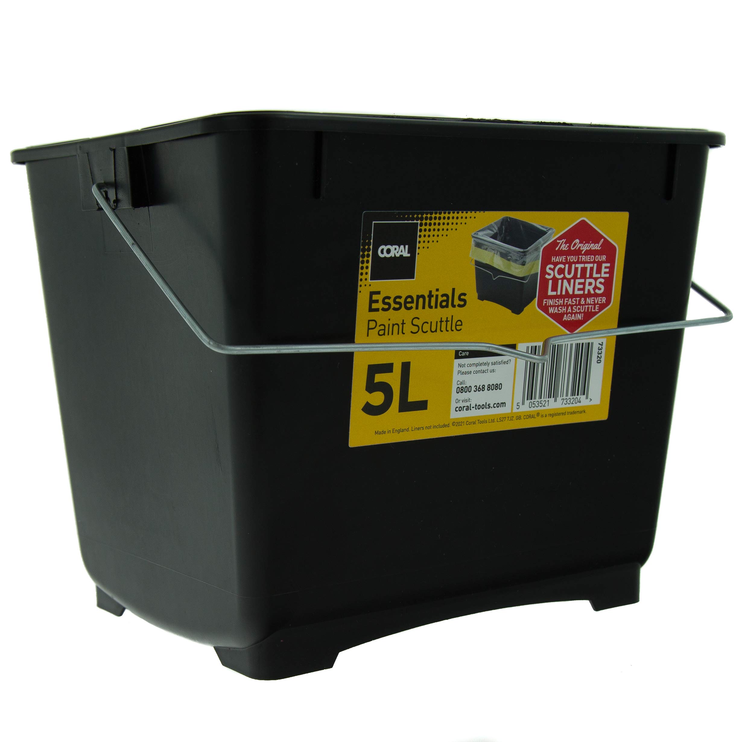 Coral 73320 Essentials Plastic Paint Scuttle Container with Metal Handle for Paints and Paste 5 Litre