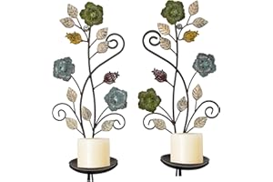 JUCONSIN Wall Sconces Candle Holder Set of 2, Antique Color Style Leaf Branch Wall Mount Hanging Metal Wall Candle Holder Candle Sconce for Living Room Dining Room…