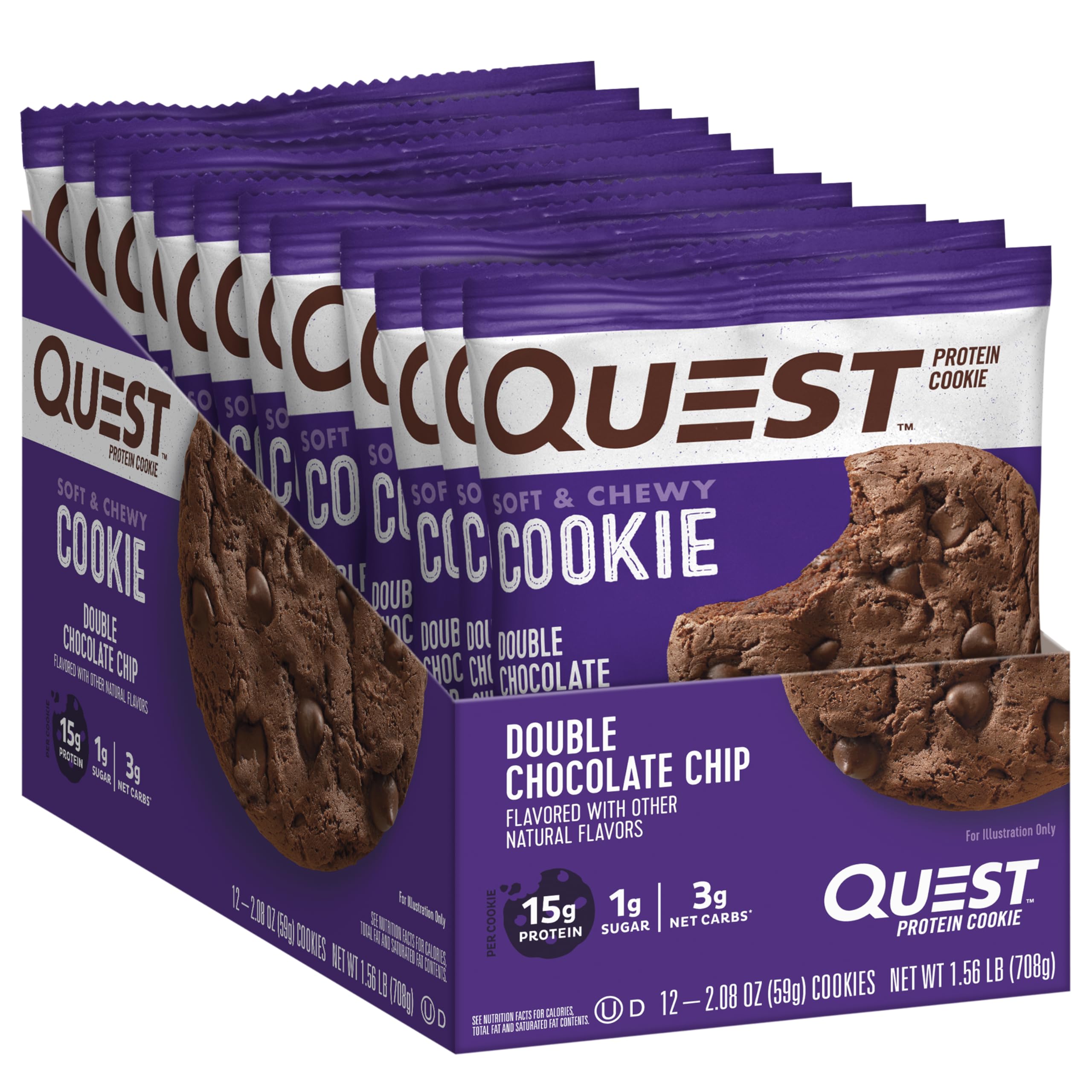 Quest Nutrition Frosted Chocolate Cake Cookies Twin Pack, 16 Cookies and Double Chocolate Chip Protein Cookies, 12 Count