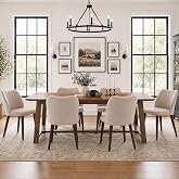 MALOL Dining Chairs Set of 6, Upholstered Fabric Kitchen Chairs with Curved Back, Padded Seat and Solid Wood Legs, Modern Dining Chair for Kitchen Dining Room, Camel