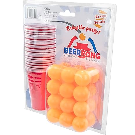 Fairly Odd Novelties Beer Pong Set 24 Red Cups And Ping Pong Balls