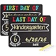 Pearhead First and Last Day Chalkboard Signs, Reusable And Erasable Chalkboard, Ideal Photo Memory Prop for School Milestones, Includes 2 Chalk Signs With White and Yellow Chalk