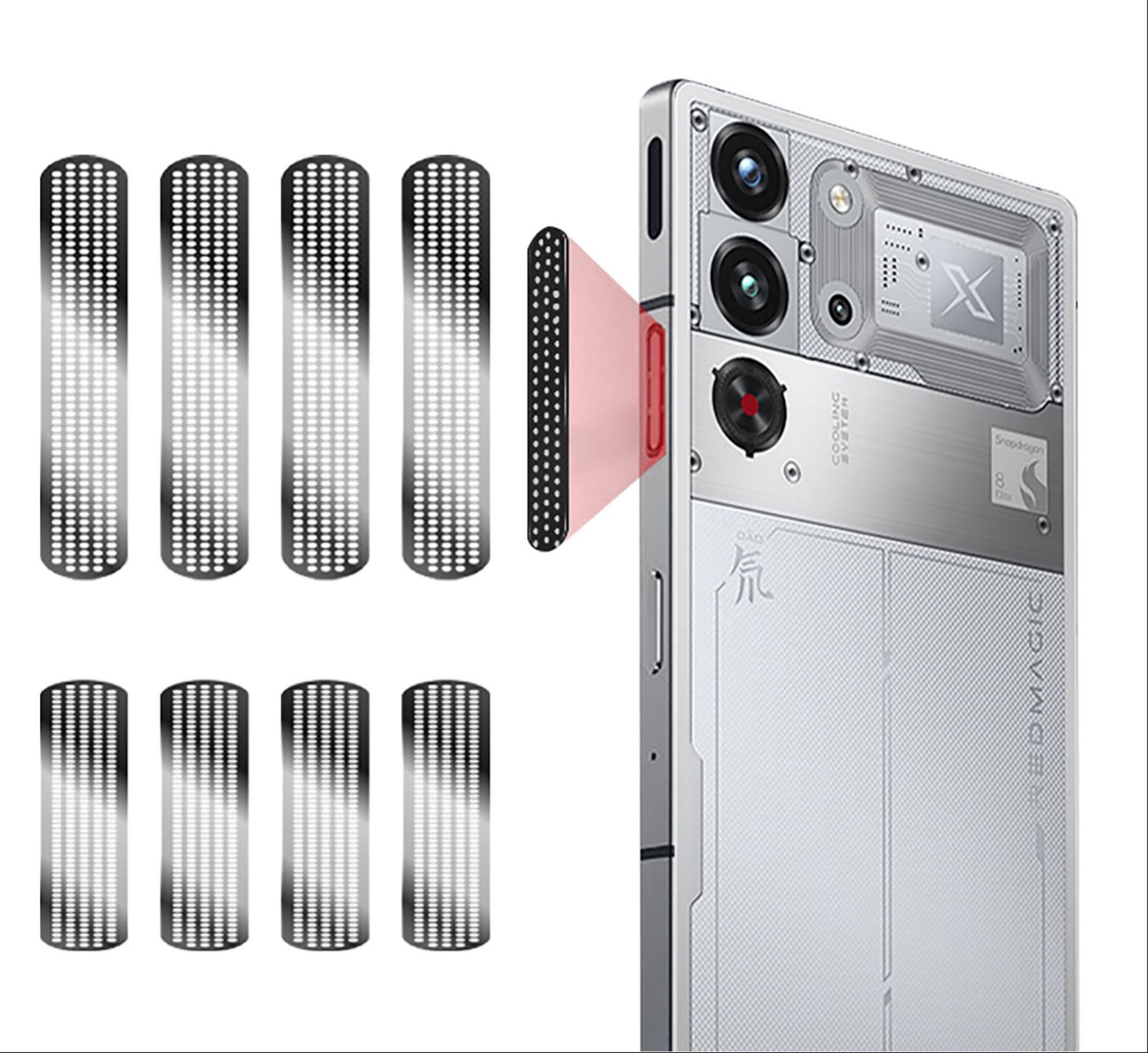 GIOPUEY Mesh Anti Dust Metal Sticker for RedMagic 10 Pro/9Pro/9S Pro/8Pro/8S Pro Speaker & Radiator Vent [4+4 Pack] - Black