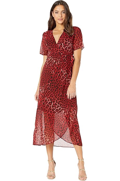 bardot leopard wrap dress