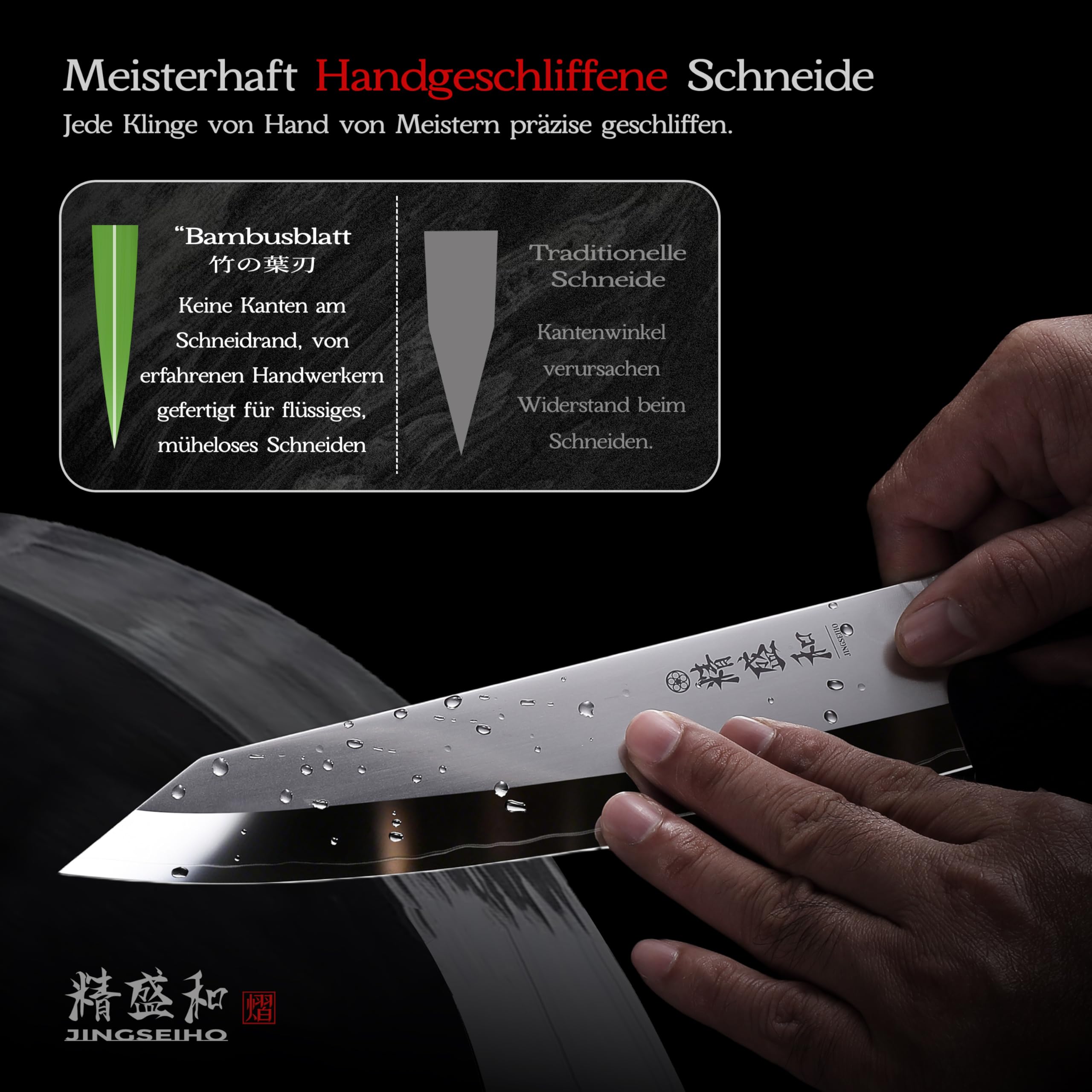 Jingseiho Kochmesser 20 cm, Japanisches Messer mit AUS-10 Kern, Küchenmesser Scharf mit Echtem Leder-Etui, Kochmesser Profi Messer für Hobbyköche und Profis 4