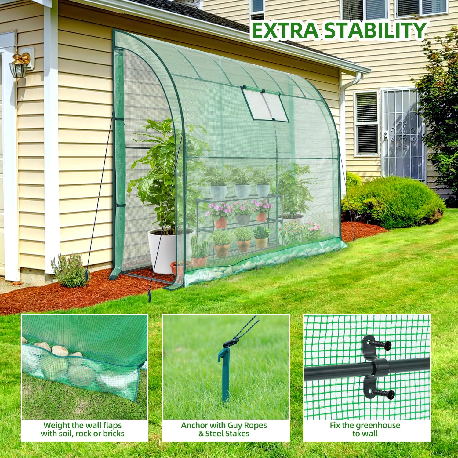 Mua Lean-to Greenhouse with 3-Tier Shelves: Ohuhu Portable Walk-in Wall ...