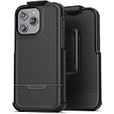 Encased Rebel Holster Designed for iPhone 14 PRO Case with Belt Clip - Ultra Protective Heavy Duty Phone Case (Black)