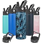 BJPKPK Insulated Water Bottles with Straw Lid, 22oz Cold & Hot Thermo, Stainless Steel Metal Water Bottle with 3 Lids, Reusable Thermo, Cups, Mugs for Daily Use-Ocean