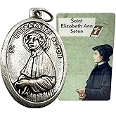 Westmon Works St Elizabeth Ann Seton Medal Set Italian Metal Medallion with USA Made Saint Prayer Holy Card
