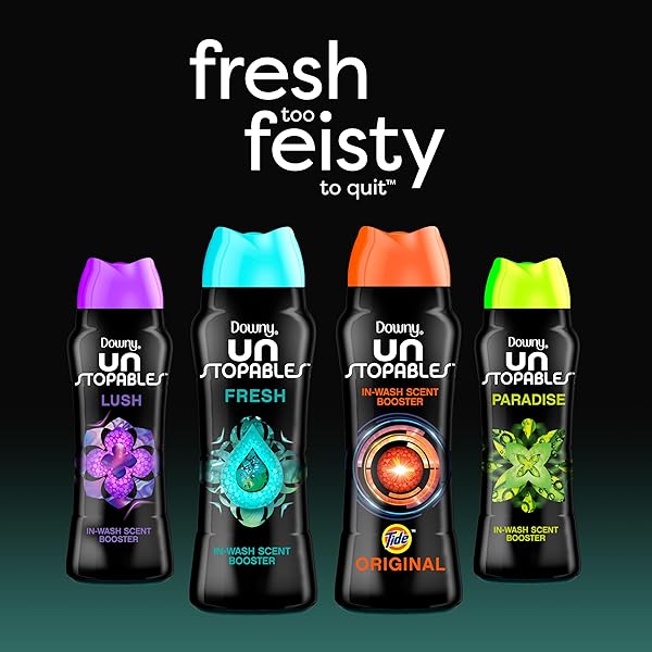 DOWNY UNSTOPABLES IN WASH SCENT BOOSTER BEADS, LUSH SCENT, 24 OZ, LAUNDRY BEADS FOR ODOR PROTECTION, DOWNY SCENT BOOSTER BEADS, LAUNDRY SCENT BOOSTERS