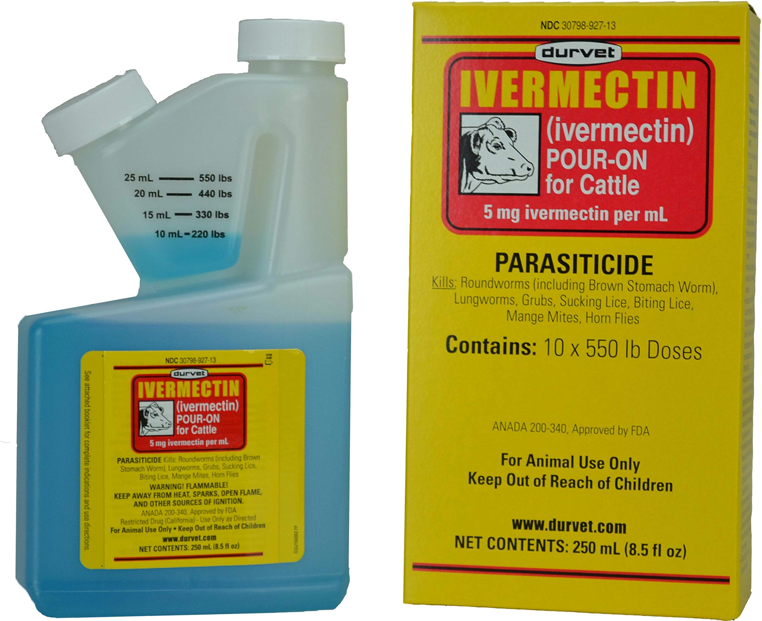 Durvet Ivermectin Pour On Dewormer 250mL Buy Online in