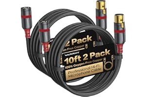 Warrky XLR Cables 10ft 2 Pack [Oxygen-Free Copper (OFC), Gold-Plated Connector] Balanced Microphone Cable Male to Female Professional Hi-Fi XLR Cable