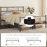Yaheetech Metal Double Platform Bed 4ft6 Bed Frame with Scroll Headboard Black view 8
