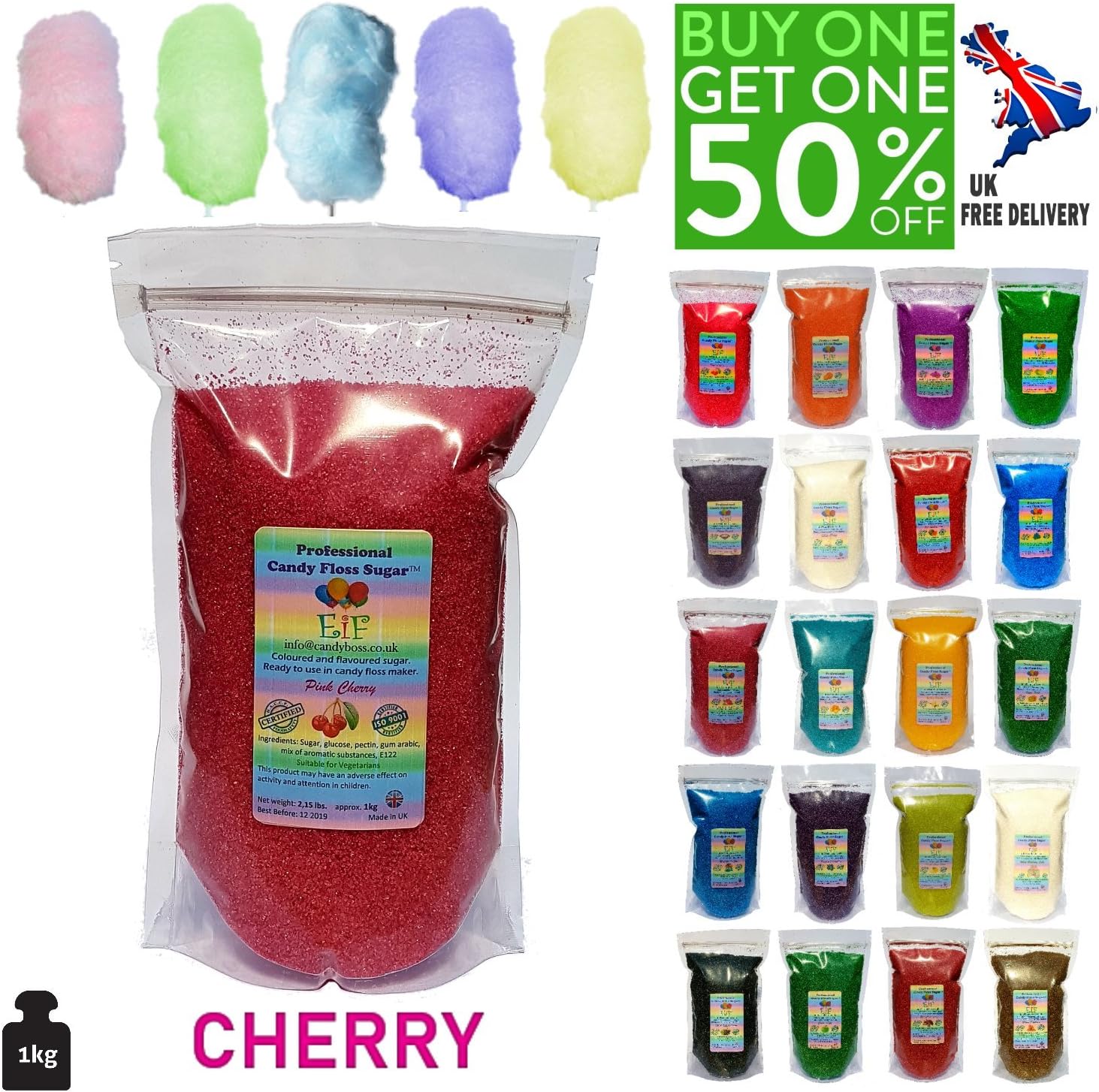 Candy Floss Cotton Sugar Eif Pink Cherry 1 Kg Ready To Use In Your Machine Free Uk Shipping Amazon Co Uk Grocery