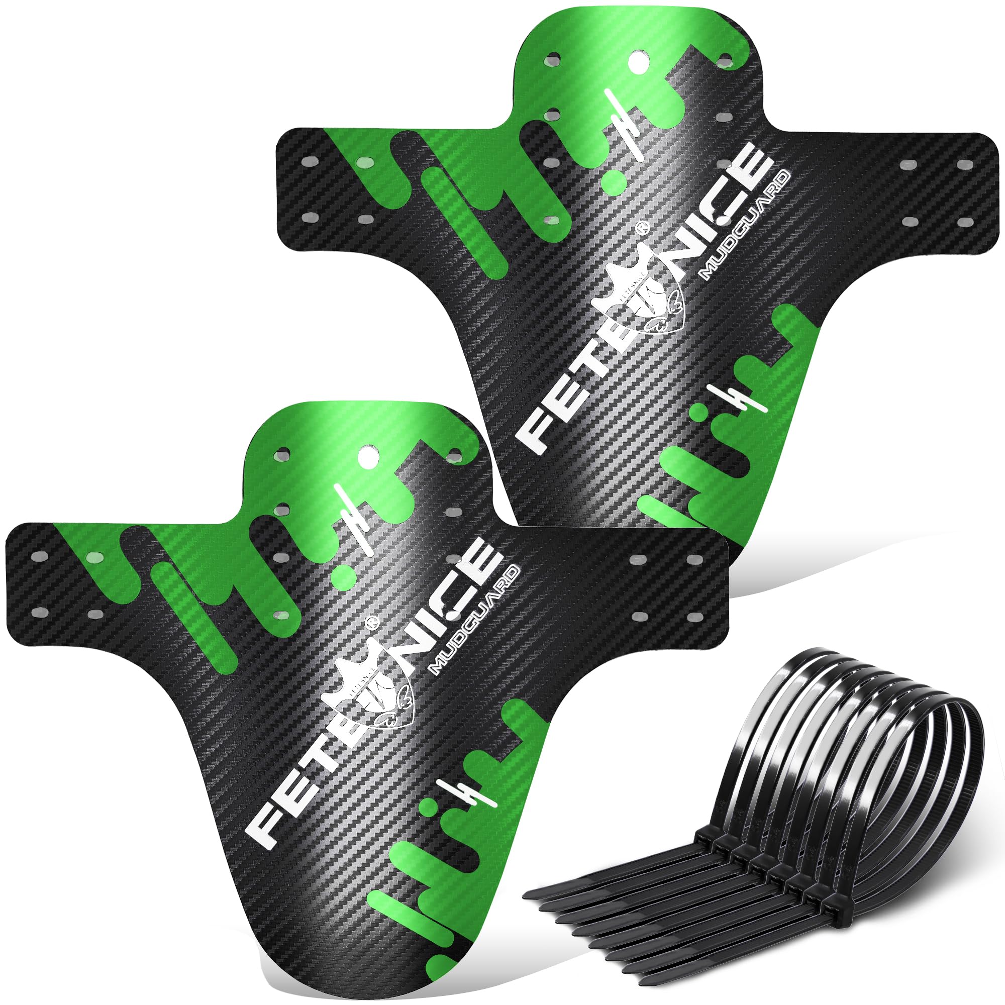 FETESNICE 3D Carbon Fibre MTB Mudguard Set – Thickened 0.8mm PP, Front & Rear Bike Fender Kit for Mountain Bikes (20–29”)