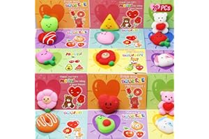 KIDDOKIDS COOL THINGS FOR COOL KIDS 28 Packs Valentines Day Gift Cards with Cute Kawaii Mochi Squishy to Squeeze for Kids School Classroom Valentine’s Exchange Greeting Cards Party Favors