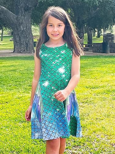 Funnycokid Mermaid Dress Girls Dresses Kids Summer Sleeveless