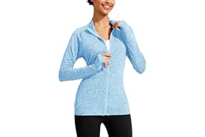 PINSPARK Lightweight Workout Jackets Womens Full Zip Slim Fit Athletic Running Jacket with Thumb Holes