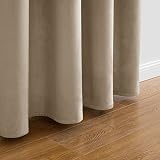 Woaboy Velvet Curtains 66x90 Taupe 2 Panels Room Darkening Eyelet view 7