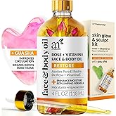 ArtNaturals Face & Body Vitamin E Bio Oil 4.0oz + Gua Sha Facial Tools Set - Organic Moisturizer Skincare for Scars, Stretch Mark, Cellulite & Nails - Great Massage oil for Massaging Joint & Muscle