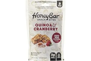 HoneyBar Snack Bites | Certified Gluten Free | Non-GMO | Vegetarian | 4 pouches of mini bars (Snack Bites Quinoa & Cranberry, Pack of 1)