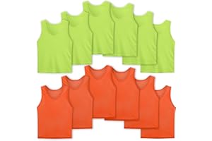 SPTEHW Scrimmage Vests Pinnies Team Practice Jerseys for Kids,Youth and Adult Sports Soccer,Football,Basketball(12 Pack)