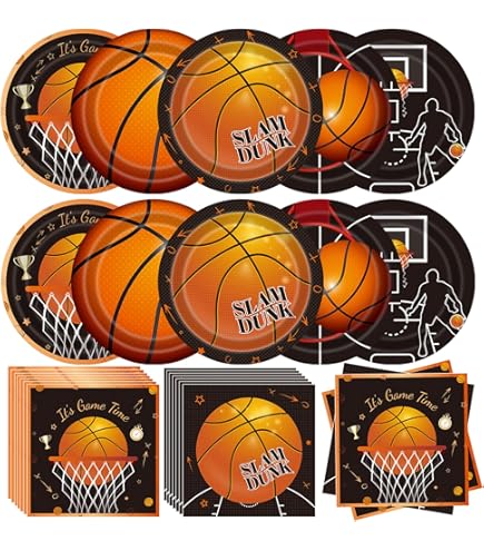 Durony Basketball Party Supplies Pack - 169 Piece Set For 24 Guests, Includes Plates, Cups, Tablecloth - View #14
