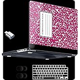MEEgoodo Case for MacBook Pro 14 inch (M5/M4/M3/M2/M1) 2025 2024 2023 2021, Laptop Hard Shell Case Fit Model A3434/A3112/A3401/A3185/A2918/A2992/A2779/A2442 Pro/Max, Rose Red Composition Book