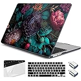 Yebiseven for M4 MacBook Air 15 inch Case 2025 2024 2023 Released A3241 A3114 M3 A2941 M2, Hard Shell Laptop Case with Keyboard Cover & Trackpad Film & 2 OTG Adapters, Vibrant Flower