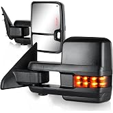 SIZIOM Tow Mirrors for 2009-2018 Ram 1500, 2010-2018 Ram 2500/3500 | Fits 2019-2024 1500 Classic, Turn Signal/Running/Backup/Puddle Lights, Power Heated, Temp Sensor, Manual, Smoke Lens Pair