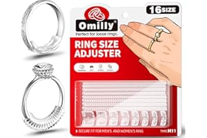 Omilly Ring Sizer Adjuster for Loose Rings, 16 Sizes Ring Spacers & Spiral Guards, 2 Styles Invisible Ring Size Reducer, Solve Ring Looseness for Women & Men (Transparent, Easy to Use)