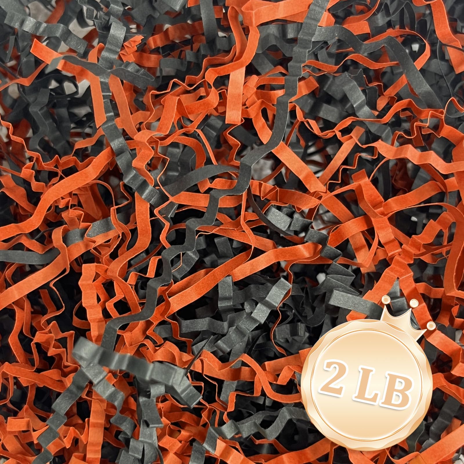 Photo 1 of 2 LB Black Orange Crinkle Cut Paper Shred Filler Great for Gift Wrapping, Halloween Basket Fillers, Birthday, Gift Wrapping, Anniversary, Christmas Party Decor Filling Supplies