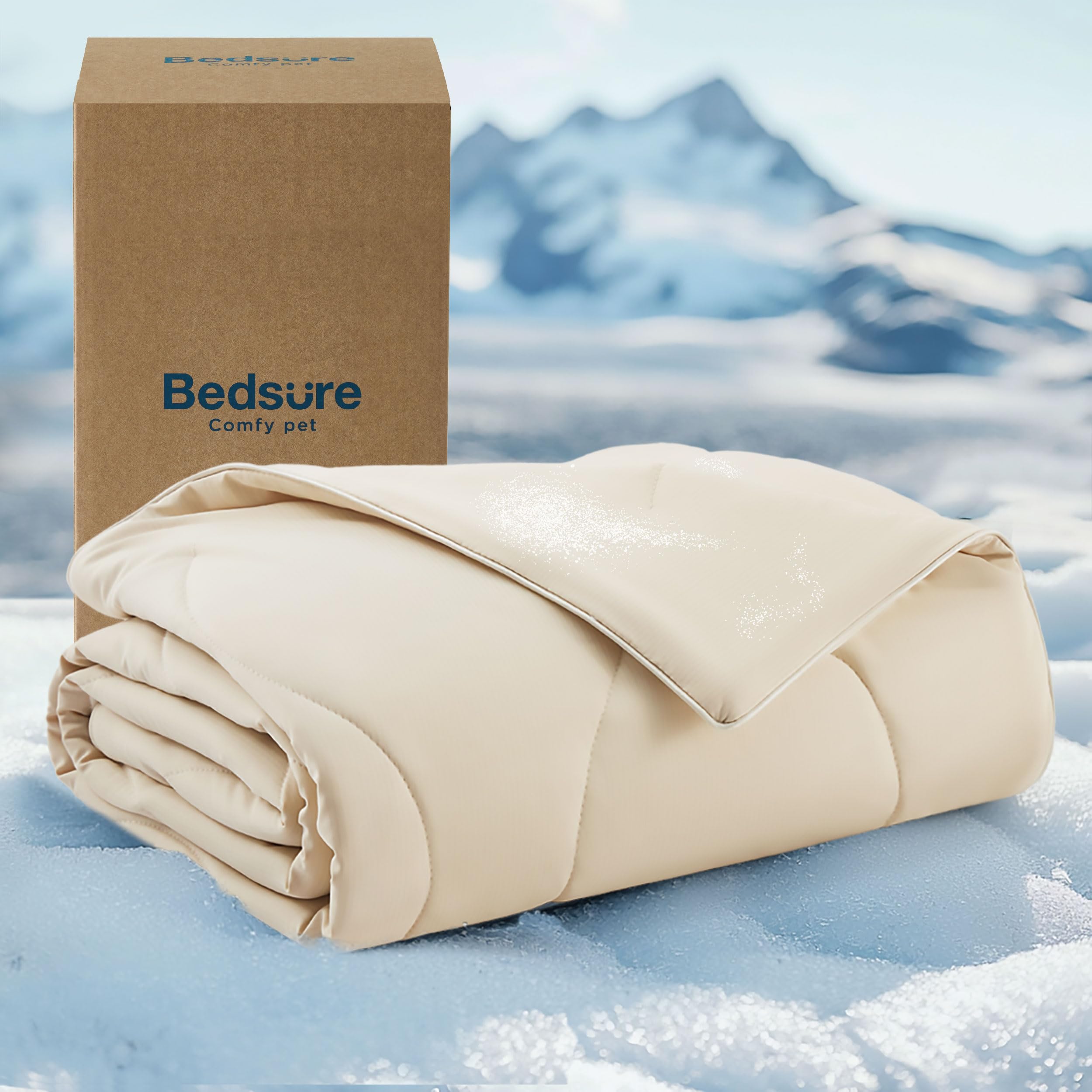 Photo 1 of Bedsure Premium Cooling Blanket for Medium Dog - Q-MAX>0.5, Breathable Summer Washable Cold Pet Throw Blanket, Soft Durable Self Cooling Cat Mat for Hot Weather, Gentle Cream, 30x40