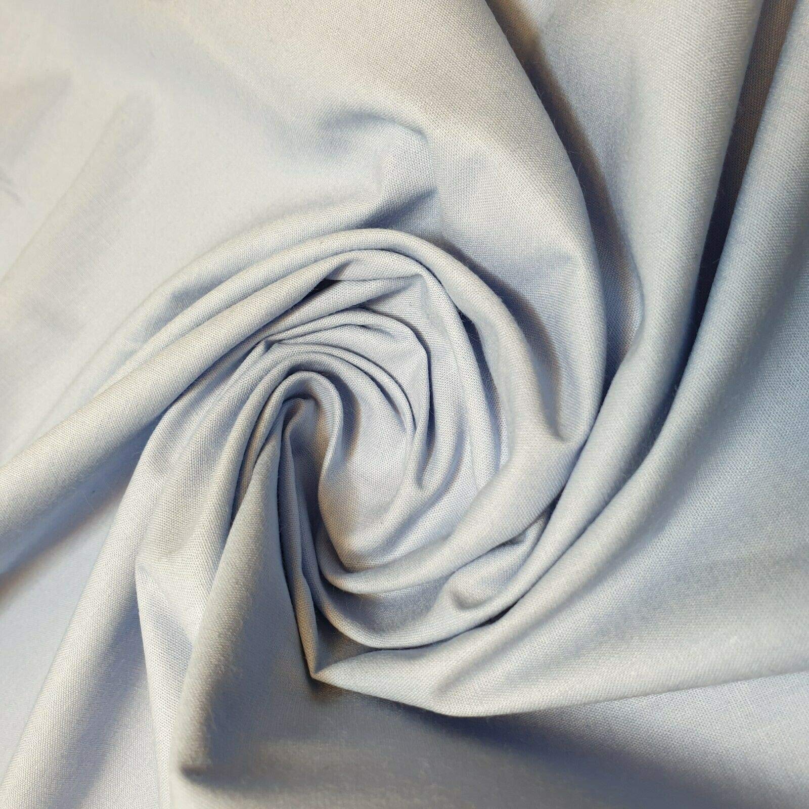 100% Cotton Fabric 112cm Wide Plain Cambric Poplin (Sky, 5 Meter)