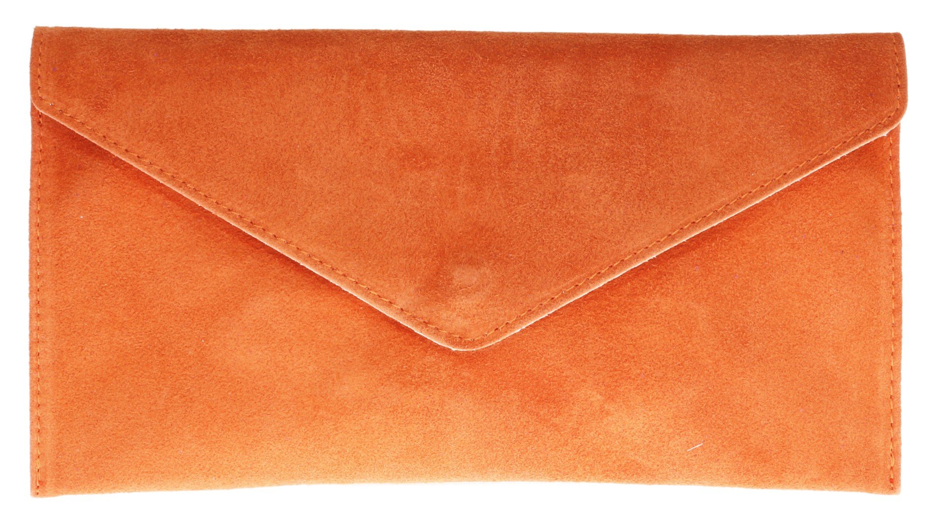 Girly Handbags Womens Italian Suede Leather Envelope Clutch Bag Orange